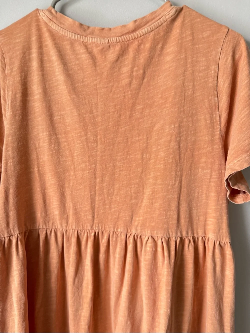 Old Navy Babydoll Dress Cottagecore Ruffles Cotton Peach Orange Boho Size L - Picture 7 of 8